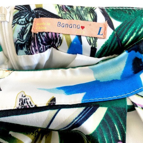 BANANA USA Retro Floral Tropical Hawaiian Full Skirt w/ Tulle‎ & Pockets Size L - Picture 4 of 11